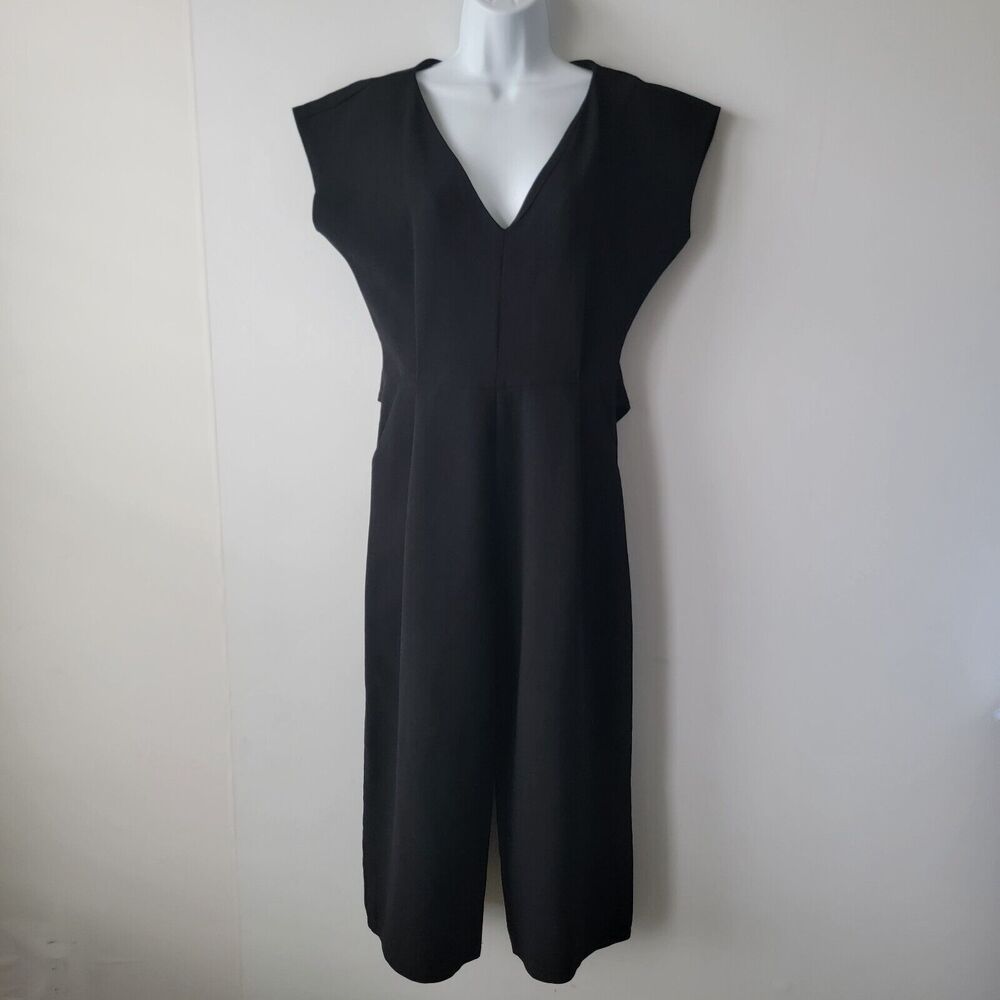 EttiTwa by Anthropologie womens‎ Black Jumpsuit size S Wide Leg Cropped v-neck
